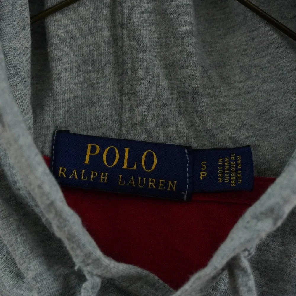Polo Ralph Lauren Hooded T-Shirt Mens Small Red Colorblock Track Graphic